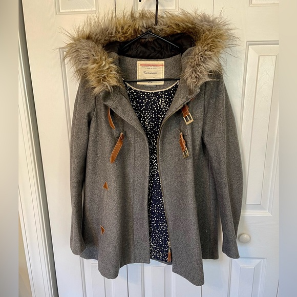 Anthropologie Jackets & Blazers - Anthropologie Cartonnier Gray Hooded Wool Coat